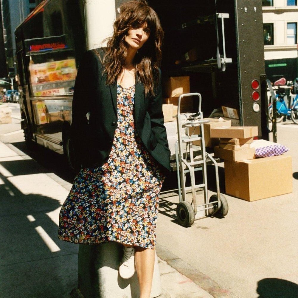 New Rag & Bone Estell Navy Floral Print Crepe Midi Dress NWT W292316NY Medium - Picture 2 of 16